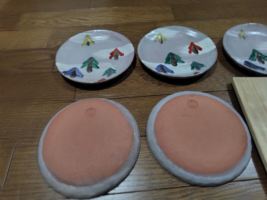 永楽善五郎　 色絵金彩 乾山写 杉の絵 銘々皿 五枚 共箱付