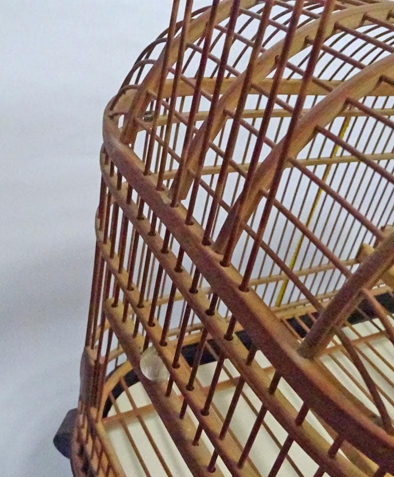 竹製ハンドメイド鳥かご竹細工横45cm✕縦30cm奥行き28cm止まり木付き