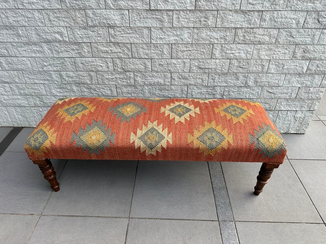 Ne WORKS キリム刺繍 木製脚ベンチスツール
