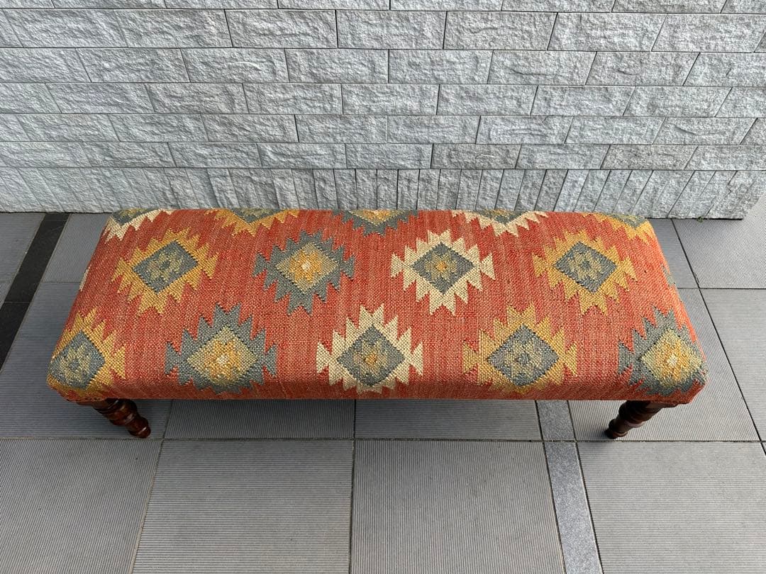 Ne WORKS キリム刺繍 木製脚ベンチスツール