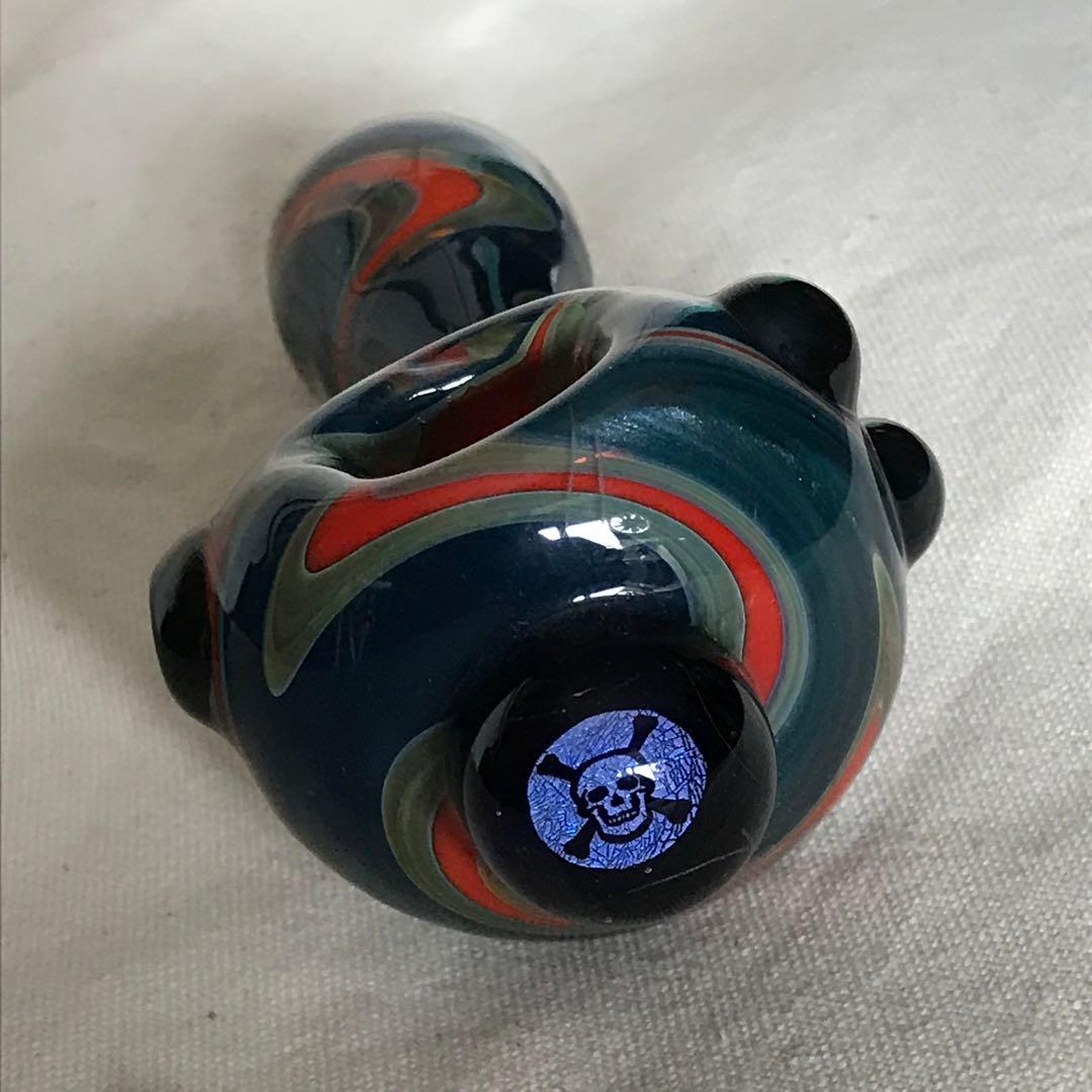 送料無料 喫煙具 ガラスパイプ 骸骨マーク