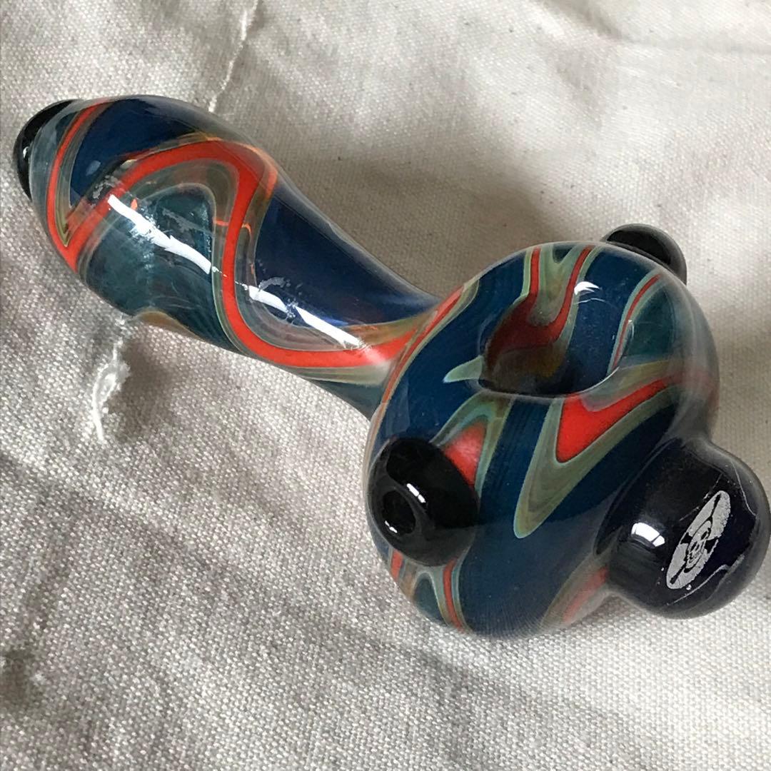 送料無料 喫煙具 ガラスパイプ 骸骨マーク