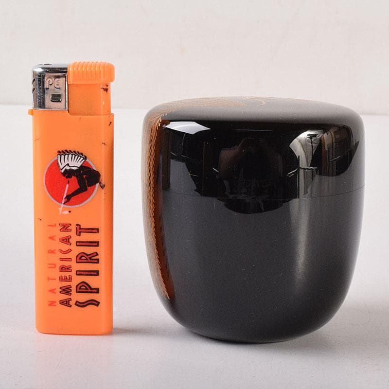 茶道具　黒漆　仁作　柳蒔絵　中棗　共箱　V　7116