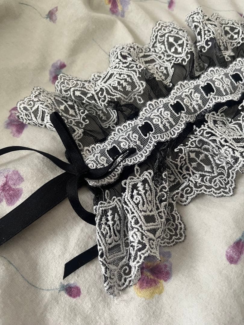 燭台レースヘッドドレス　黒×白