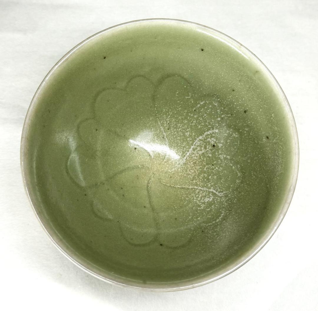 宋時代 龍泉窯青磁茶碗 無傷 時代品 伝世品焼物 歴史唐物 ウブ品WWTT197