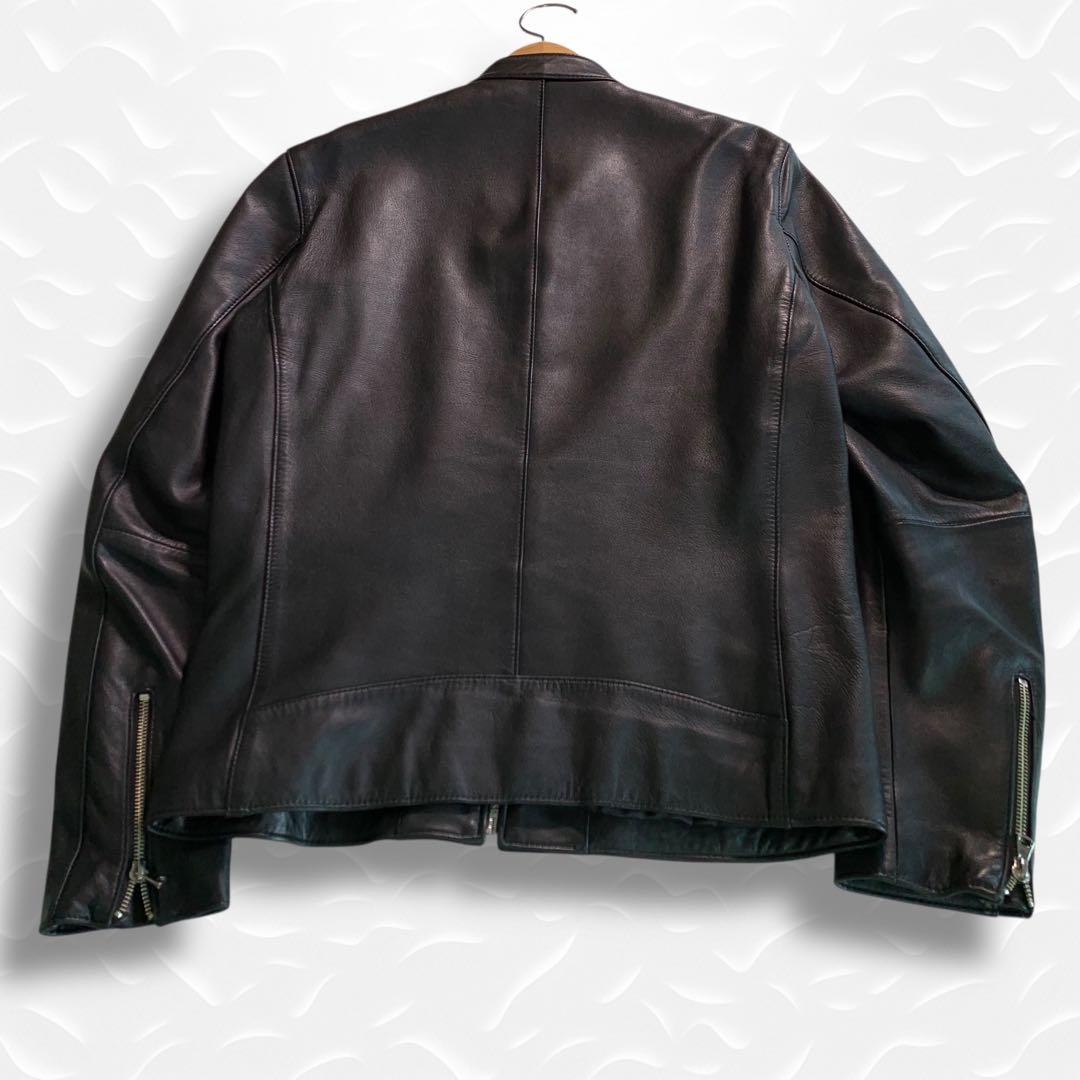 ト*ー様 STUDIOUS 羊革 ライダースジャケット シングル 本革 黒 サイ