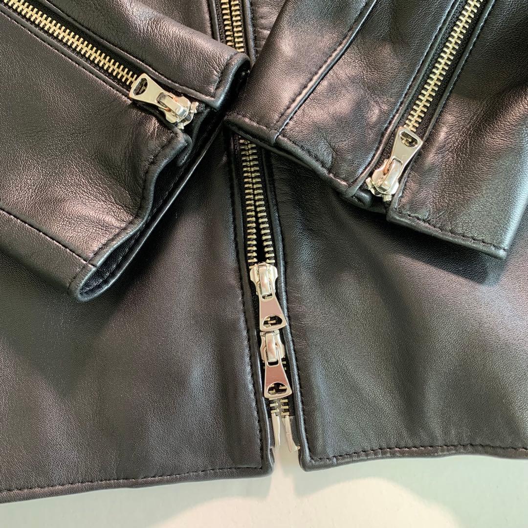 ト*ー様 STUDIOUS 羊革 ライダースジャケット シングル 本革 黒 サイ