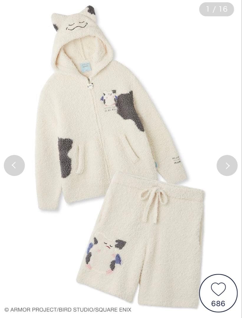 ジェラートピケ ドラゴンクエストコラボ ジェラートモーモンパーカー&ハーフパンツ