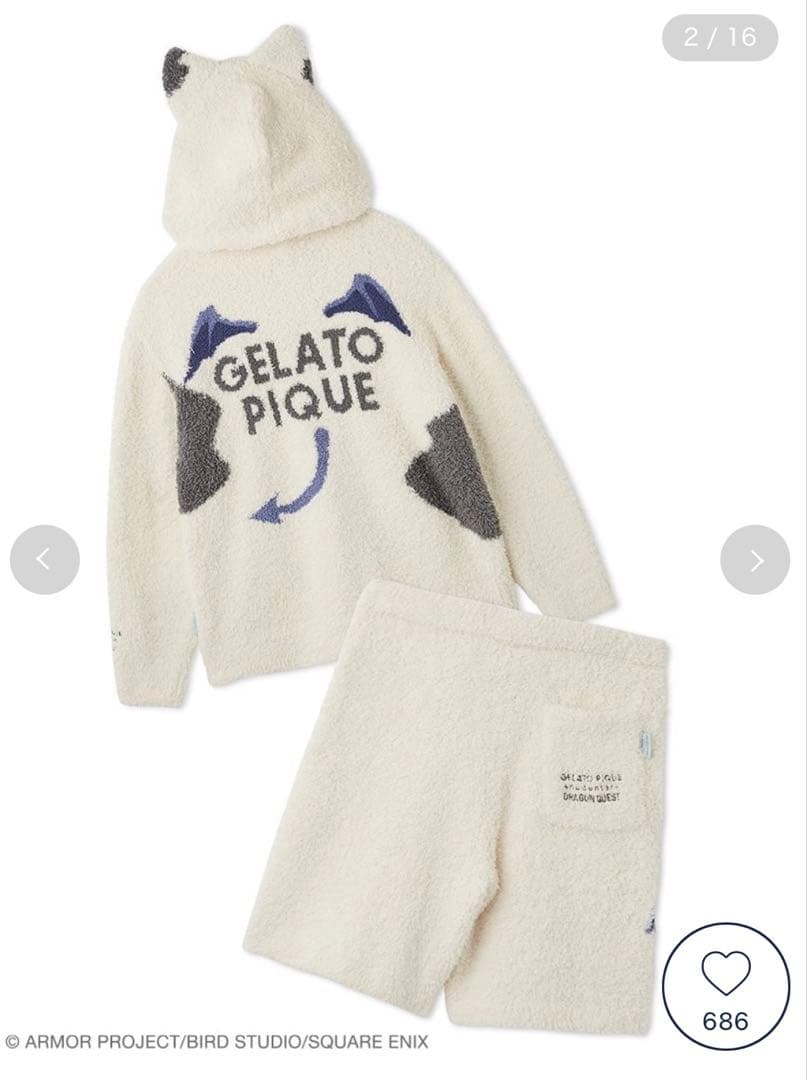 ジェラートピケ ドラゴンクエストコラボ ジェラートモーモンパーカー&ハーフパンツ