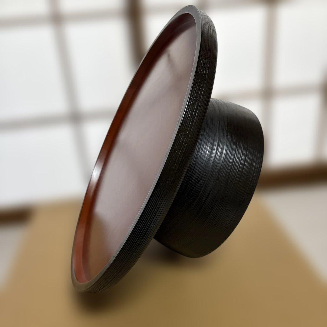 漆工房　大島　天然木　うるし塗　高脚卓盆 ④