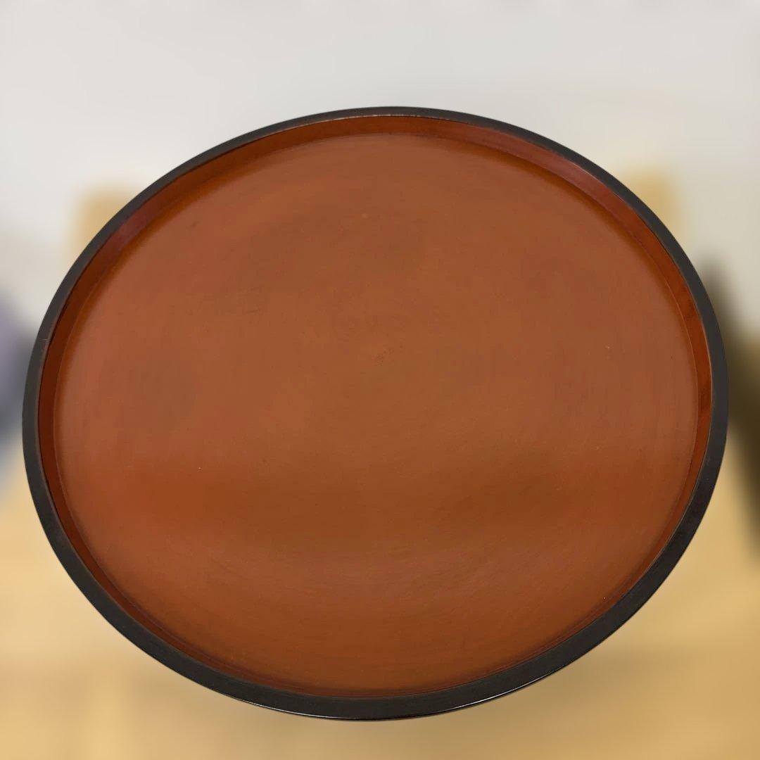 漆工房　大島　天然木　うるし塗　高脚卓盆 ④