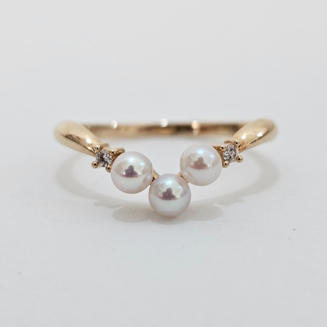 1984 タサキパールダイヤリングK18YGイエローゴールド14.5号3.4mm