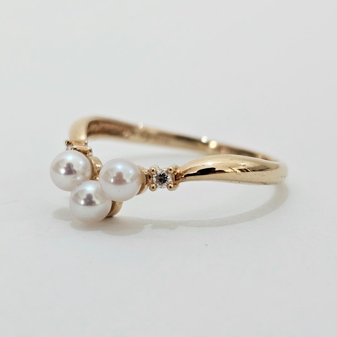 1984 タサキパールダイヤリングK18YGイエローゴールド14.5号3.4mm