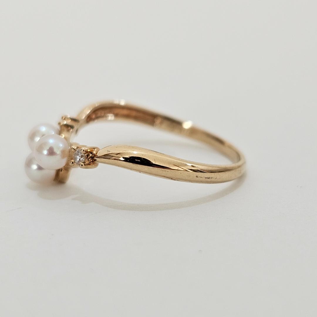 1984 タサキパールダイヤリングK18YGイエローゴールド14.5号3.4mm