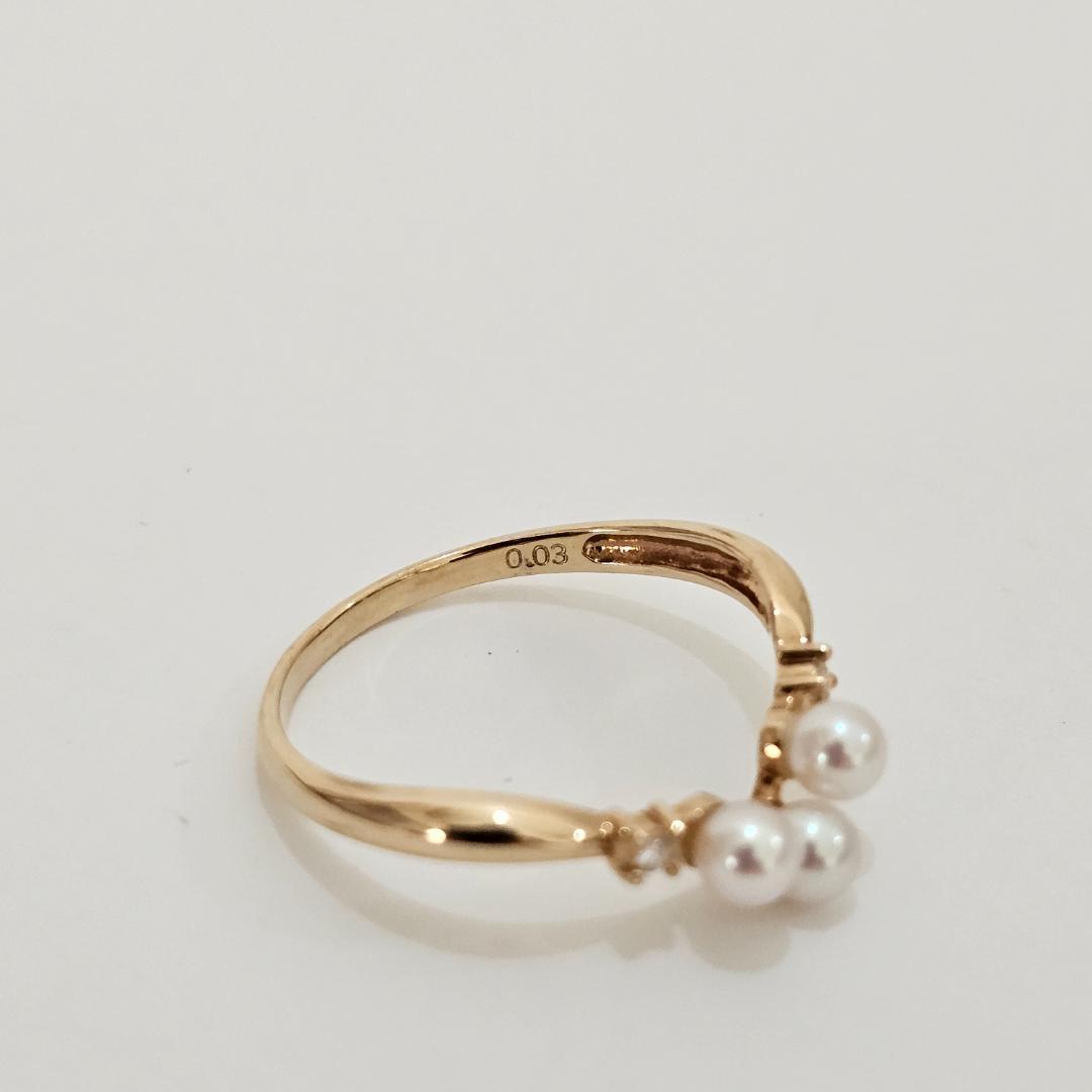 1984 タサキパールダイヤリングK18YGイエローゴールド14.5号3.4mm