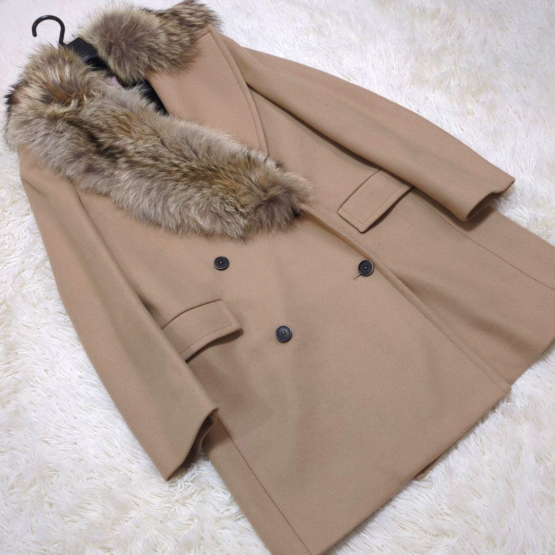 ✨極美品✨　定価26万　MSGM　ダブルチェスターコート　ファー付き　ベージュ