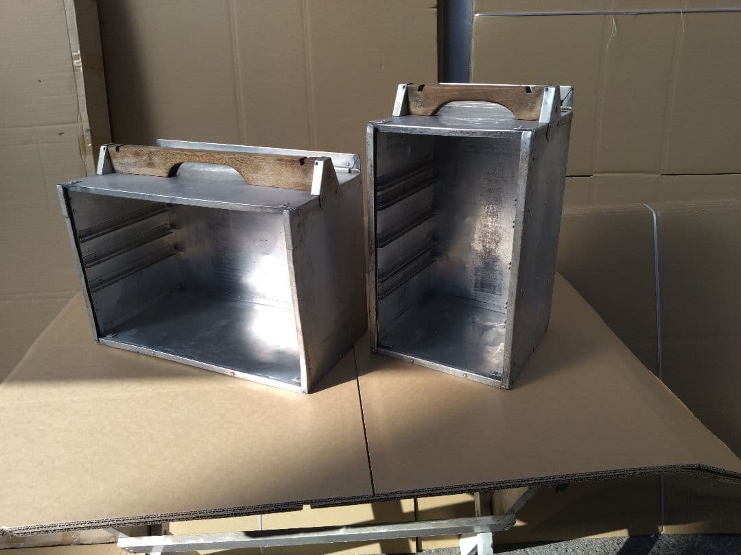 アルミ 出前箱 おかもち 2個セット インテリア 古小道具 昭和 レトロ 町中華