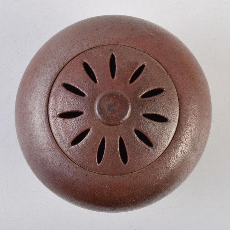 丹波焼　大上昇作　赤土部釉　香炉　共布共箱　C　8733