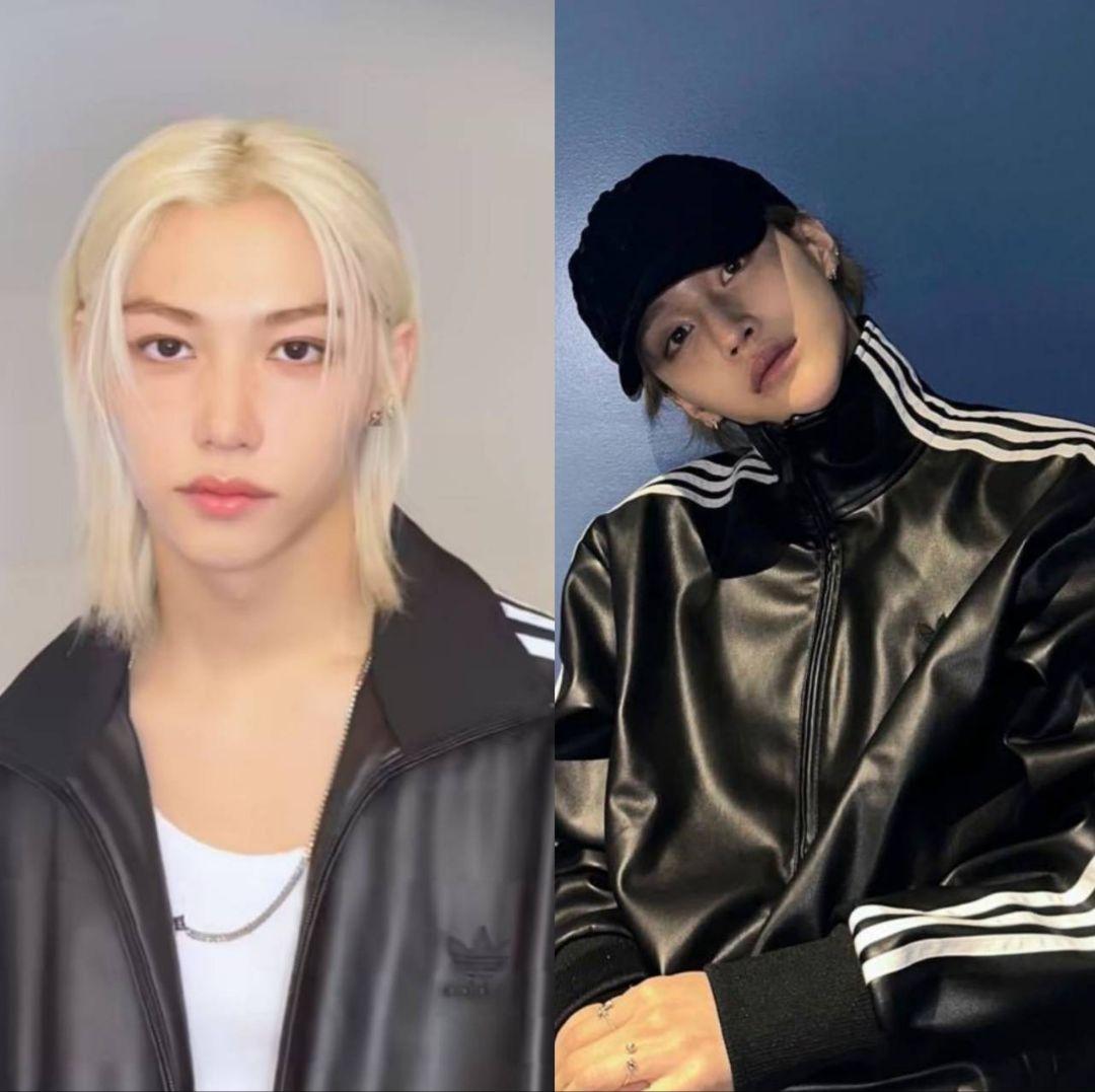 超希少★極美品 アディダス フェイクレザージャケット 黒白 L フィリックス