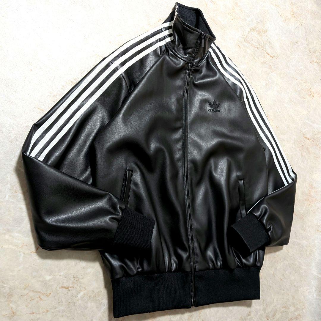 超希少★極美品 アディダス フェイクレザージャケット 黒白 L フィリックス