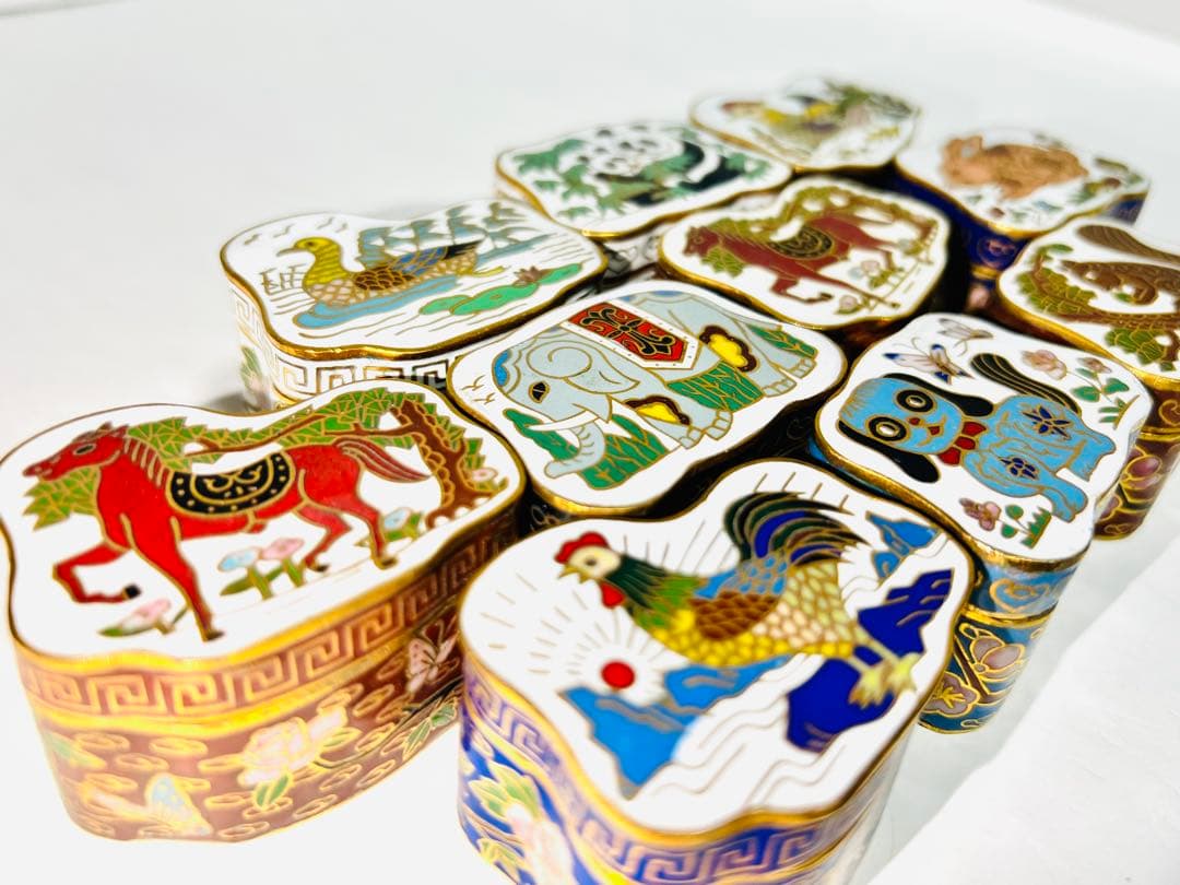 アンティーク 香合 10個セット 七宝焼 中国