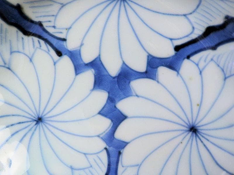 古伊万里　染付　割絵　菊の図　膾皿　３客　D760AS-BVk