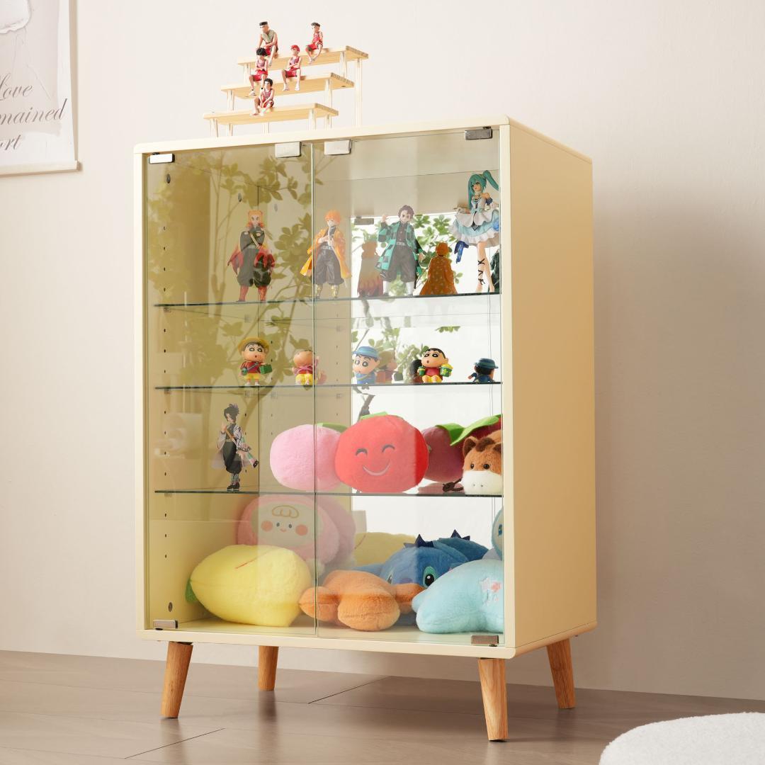 【ベージュ】4段 コレクションケース コレクションシェルフ 高調節可能