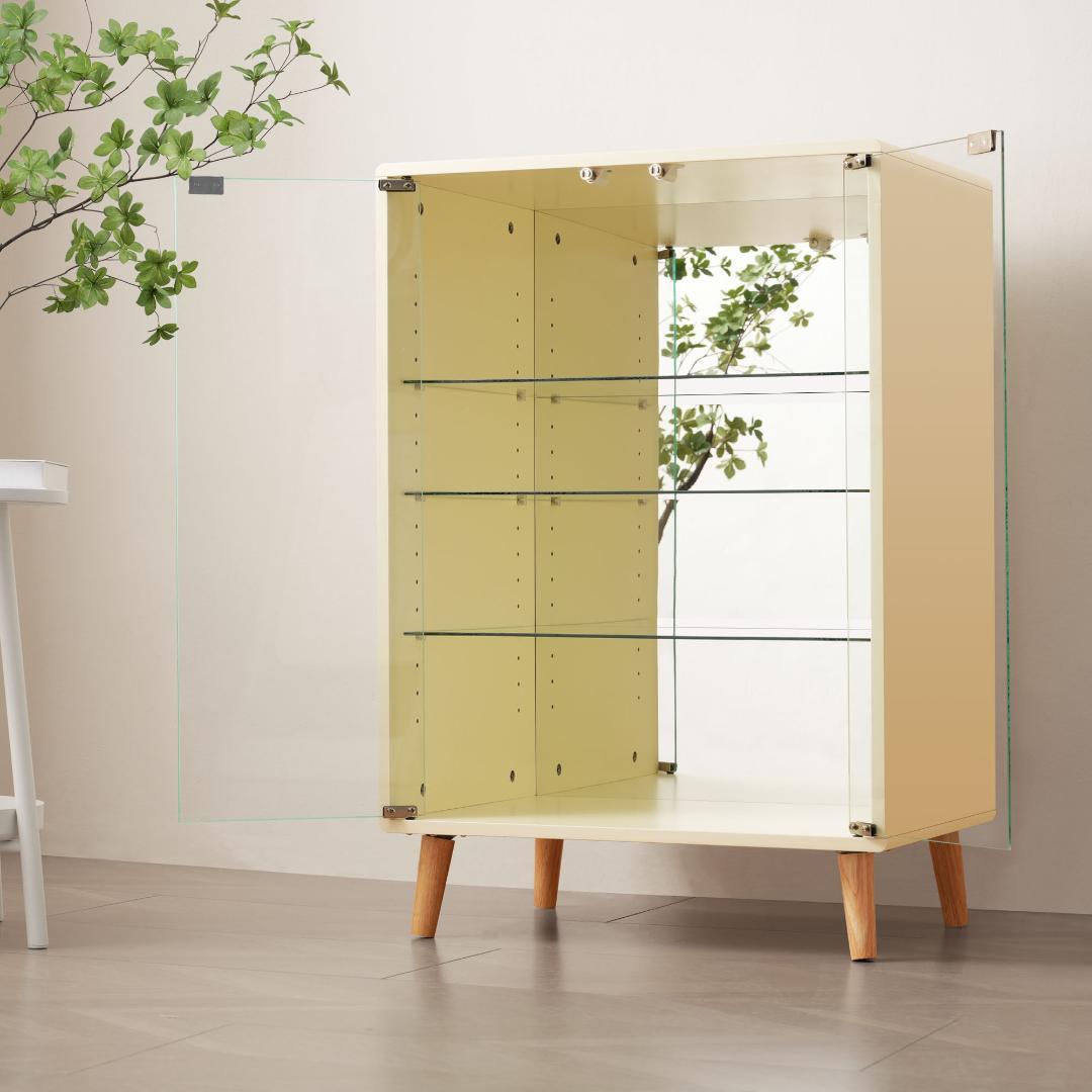 【ベージュ】4段 コレクションケース コレクションシェルフ 高調節可能