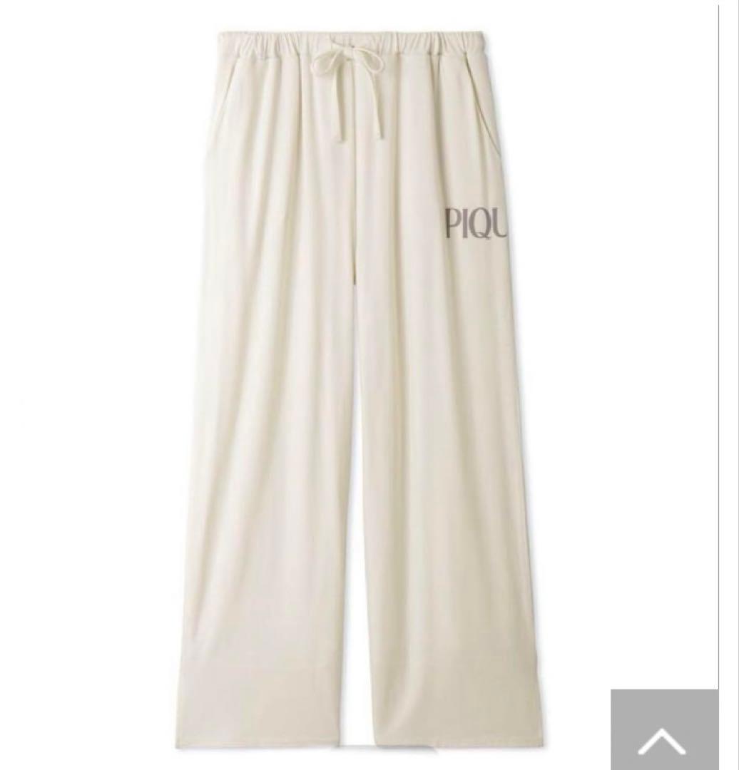 ジェラートピケ　レーヨン　ロゴ　ルームウエア　上下セット　ホワイト　パジャマ