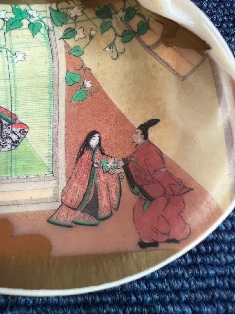 1431 源氏絵　蛤　香合　相馬大　王朝文華　源氏貝あわせ　工芸品　未使用
