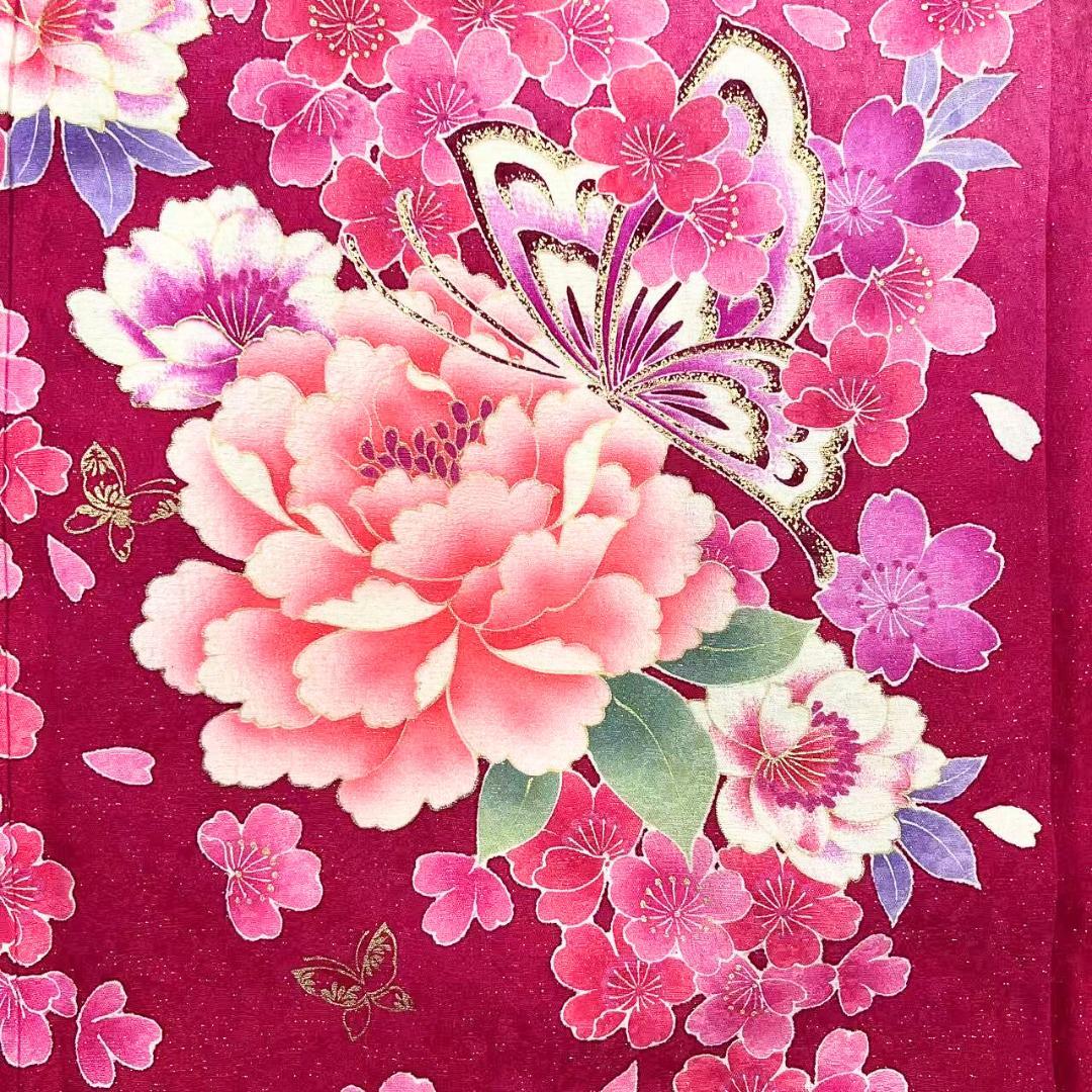 【お得品】 振袖 正絹 古典柄 成人式 単品 桜柄 ピンク S90 ●