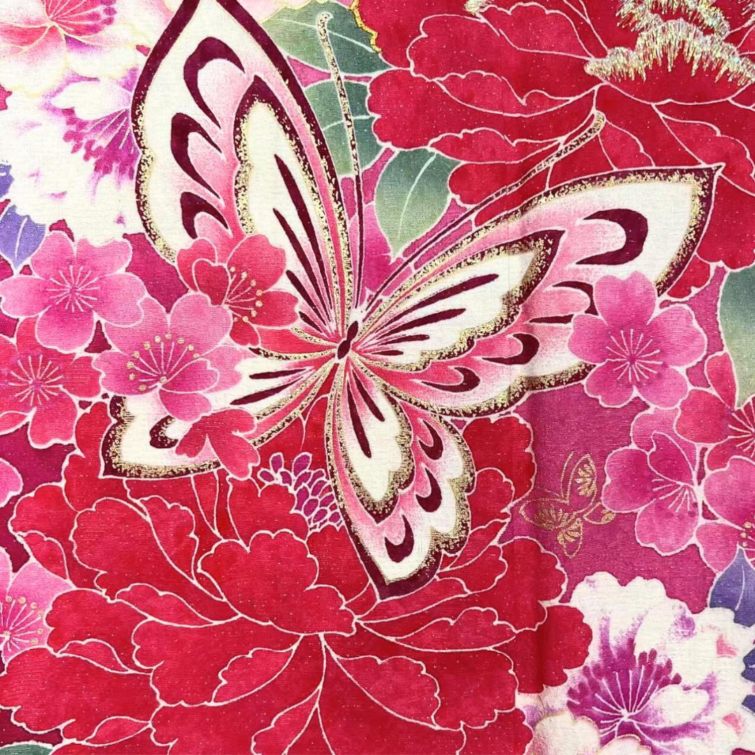 【お得品】 振袖 正絹 古典柄 成人式 単品 桜柄 ピンク S90 ●