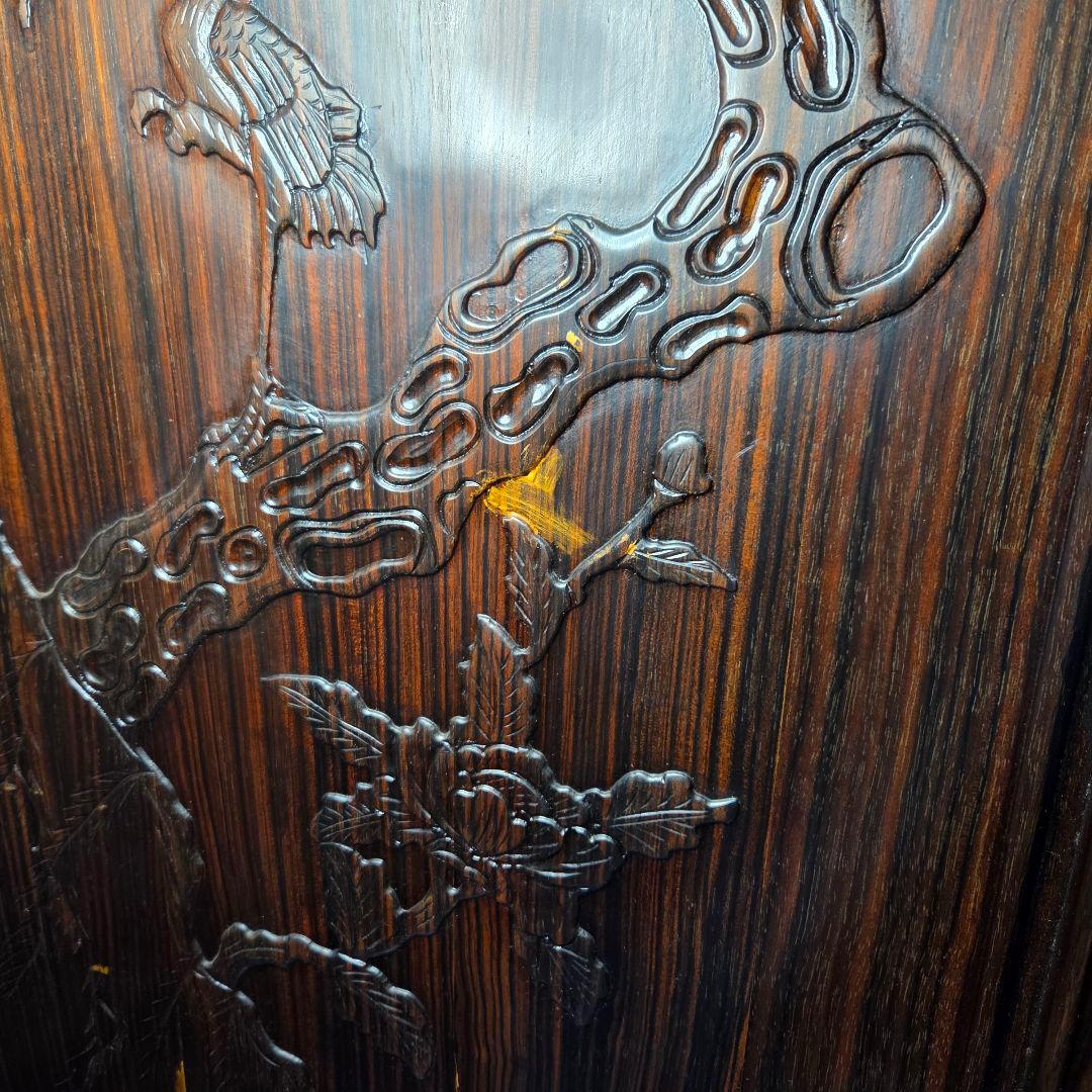 木製和風彫刻入り間仕切り