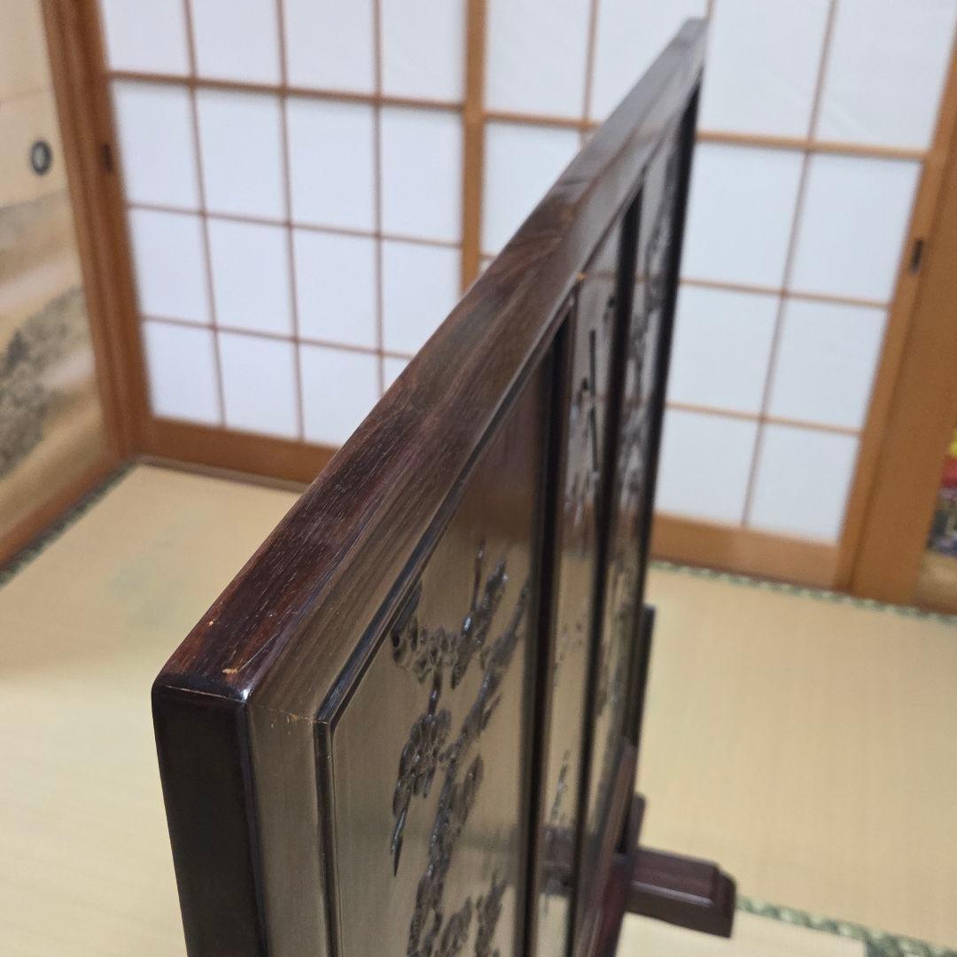 木製和風彫刻入り間仕切り