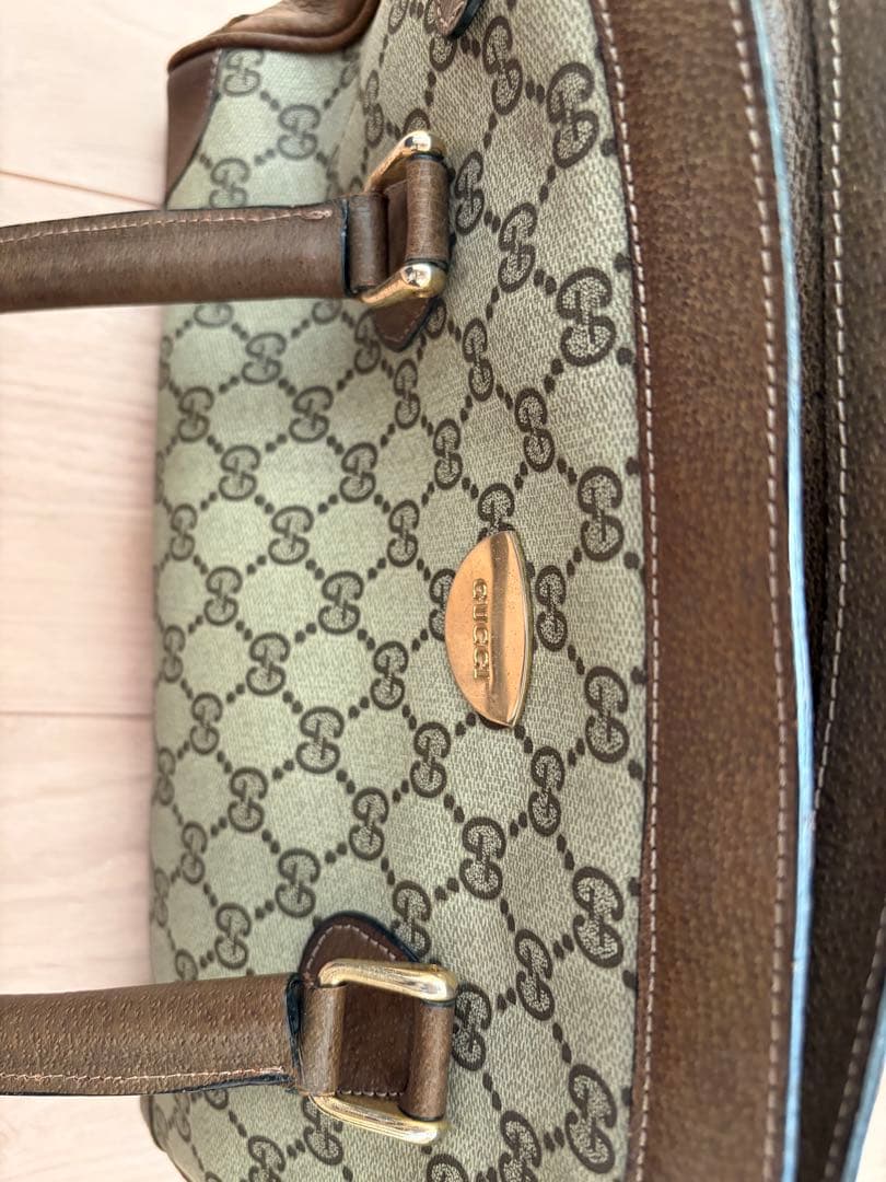 【希少デザイン】GUCCI オールドグッチ ハンドバッグ GGスプリーム 盾ロゴ