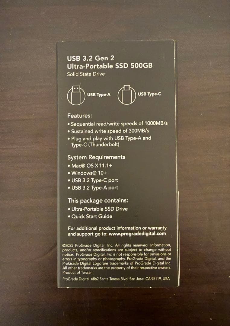 外付けハードディスク・ドライブ ProGrade Digital USB 3.2 Gen 2 SSD 500GB