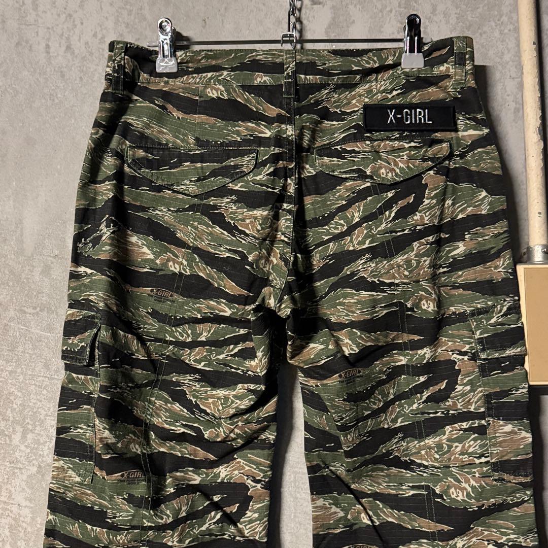 レディース X-girl エックスガール タイガーストライプカモパンツ 軍パン