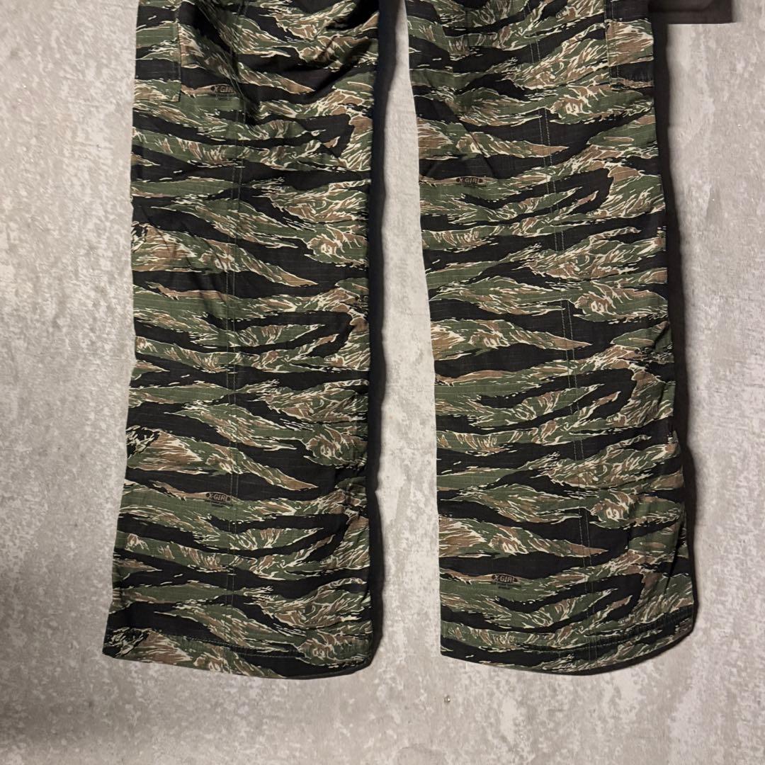 レディース X-girl エックスガール タイガーストライプカモパンツ 軍パン