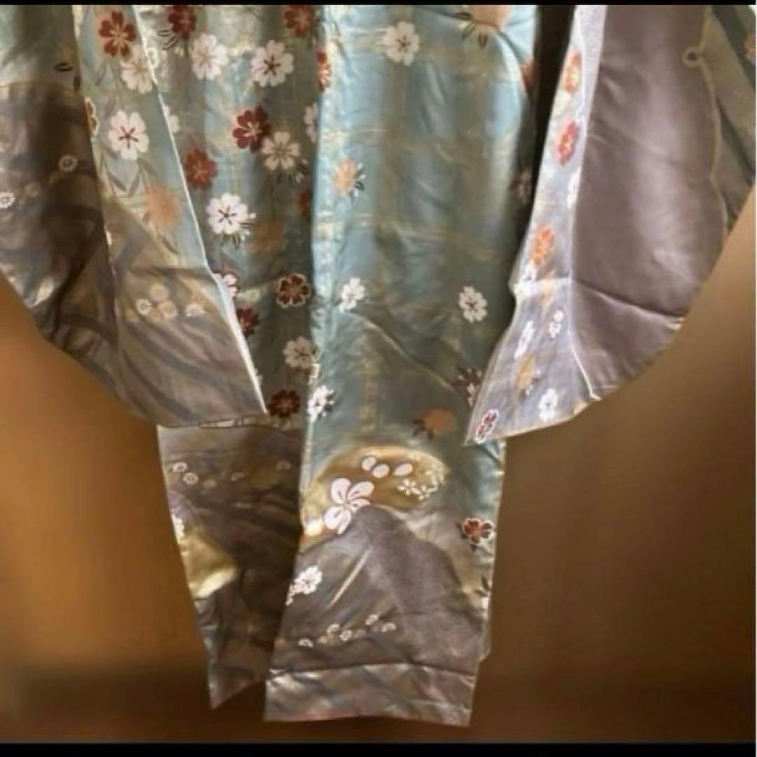 未使用 正絹 豪華振袖 華やかな金銀彩模様 手縫い156-166cmの方適用