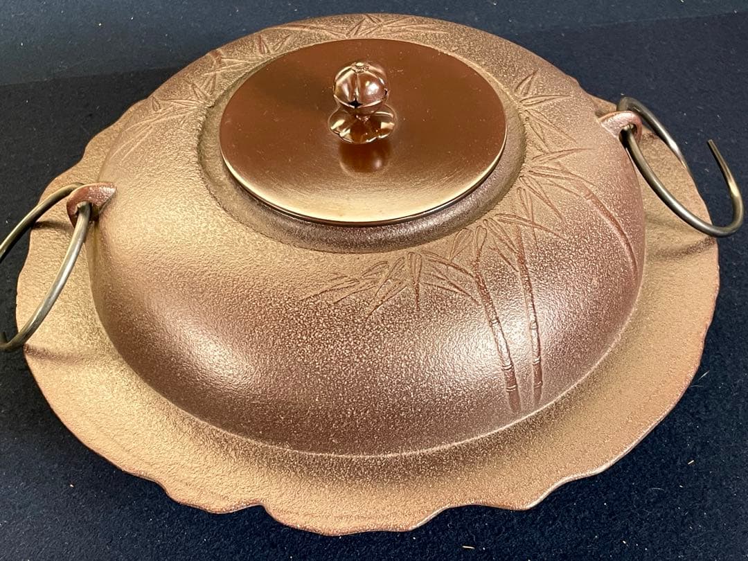 割引❣️「祖」 釜師 敬典 竹地紋 透木釜 釜鐶 透木共箱 A