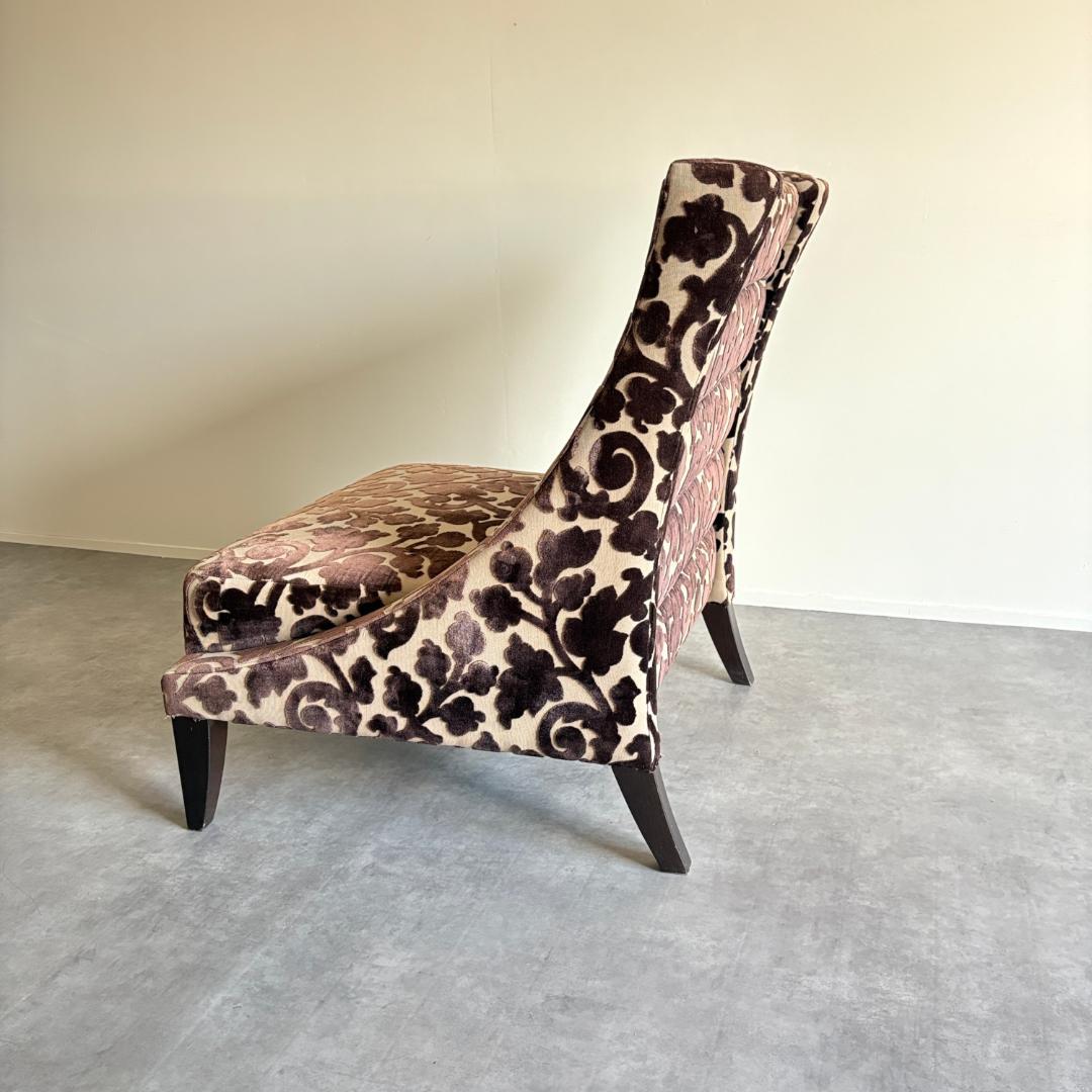 ヴィンテージ ハイバック ラウンジチェア ファブリック×総柄