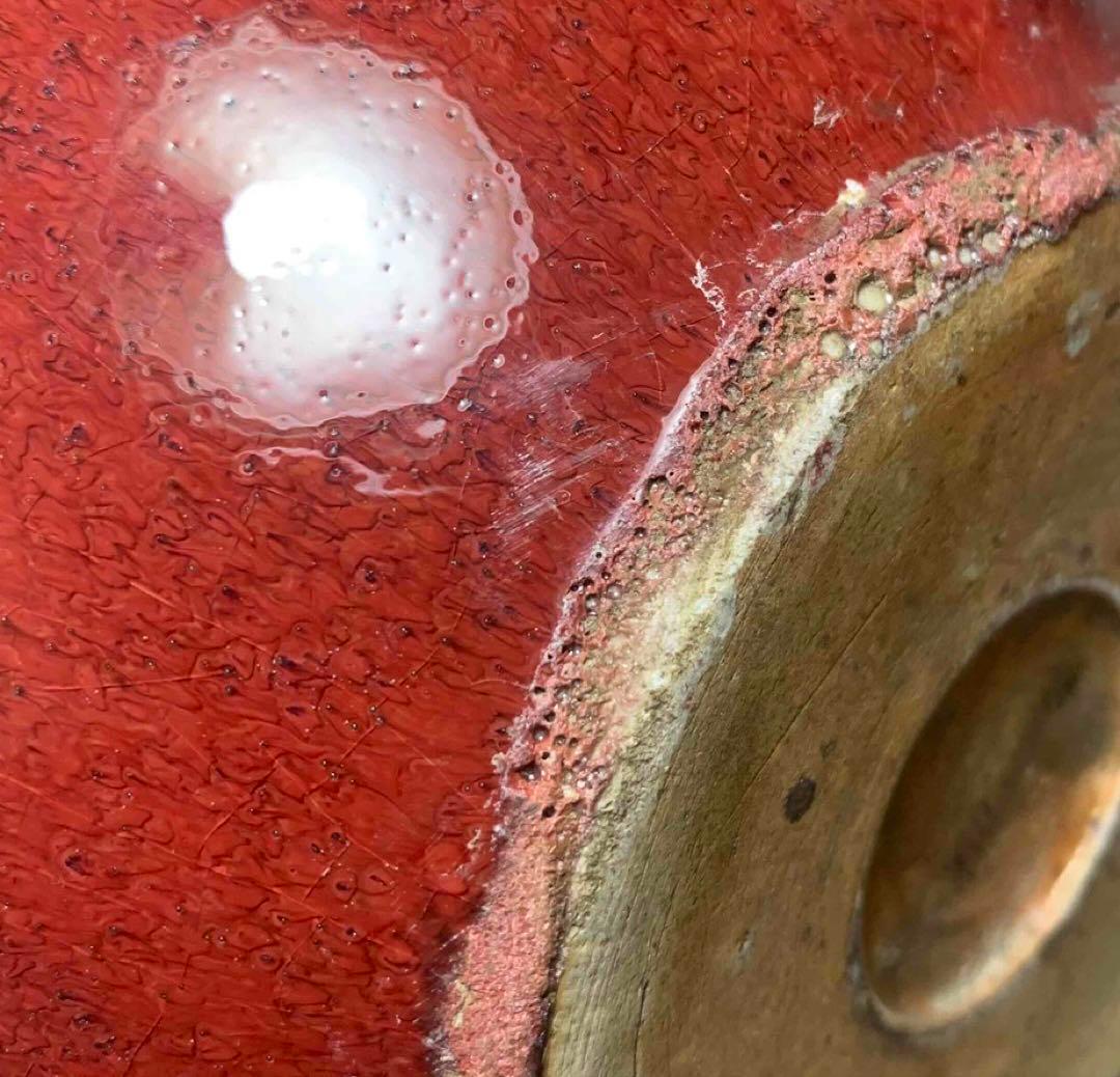 中国 紅釉丸形炉（洗筆）　f2250911