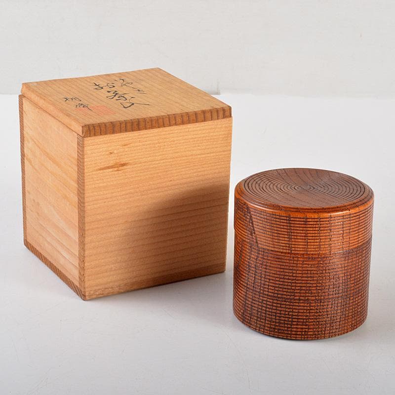 茶道具　桐峰造　欅　茶入　共箱　V　6596