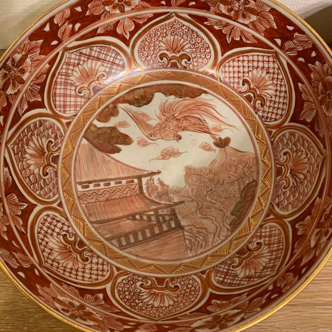 アンティーク　鉢 角福　鳳凰絵付け繊細 39