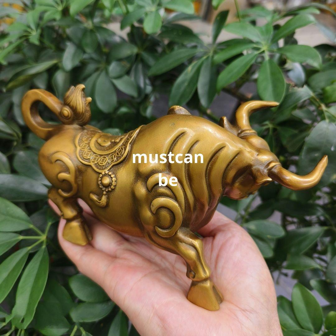 銅器 牛気沖天 応接間 玄関 茶卓 事務机 開運 風水 置物 装飾品 工芸品