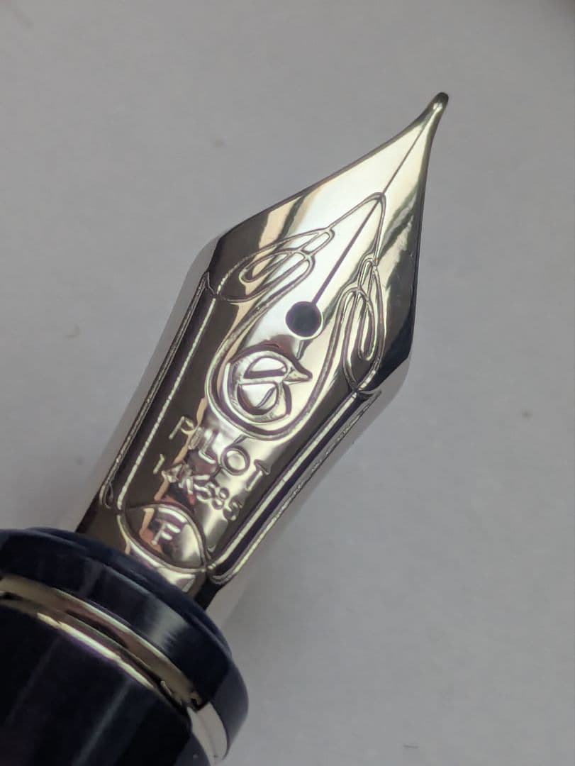 パイロット　グランセ　ロジウム＆マーブル　万年筆　細字　ブルー