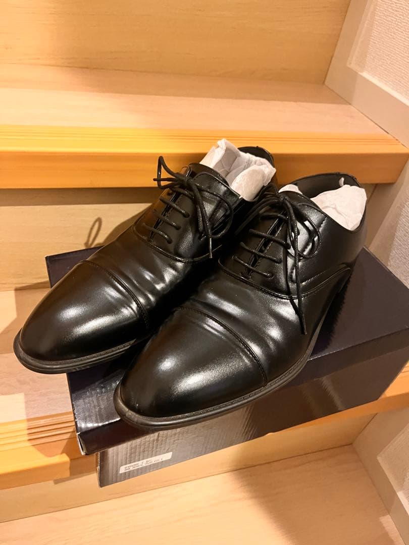 黒 レザー ドレスシューズ ストレートチップ