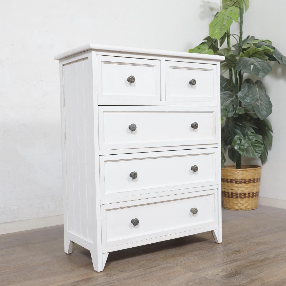 【新品・未使用】　アンティーク調　チェスト　4段5杯　 収納タンス　完成品