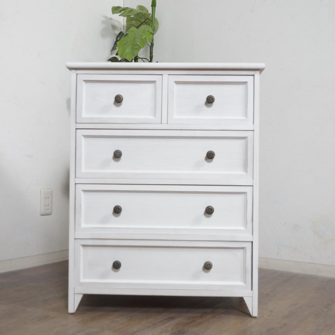 【新品・未使用】　アンティーク調　チェスト　4段5杯　 収納タンス　完成品