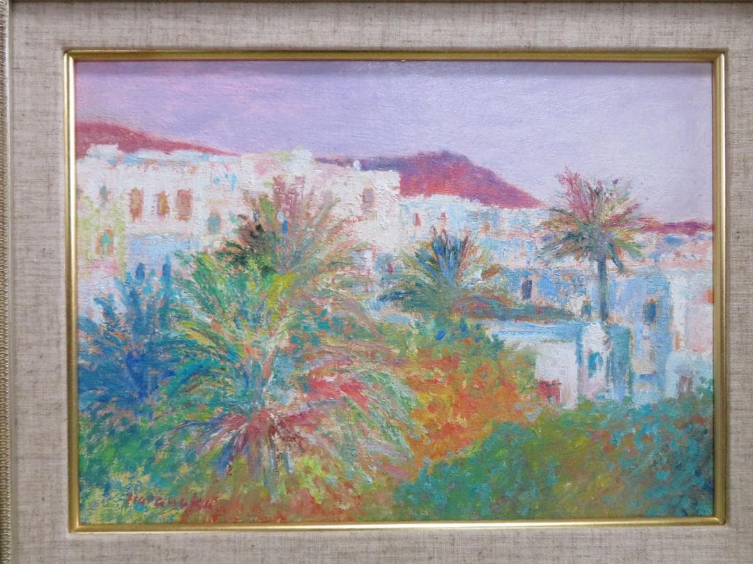 ◆ 畑中克仁　「ギリシャ（ミコノス島）」　油彩F4号　 真作保証 ◆